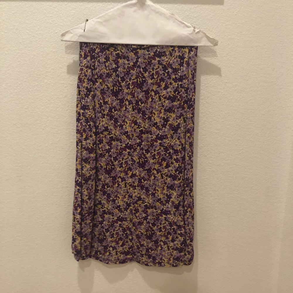 Purple Floral Midi Skirt